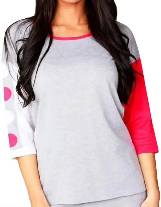 3/4 Sleeve Color Block Crew Top