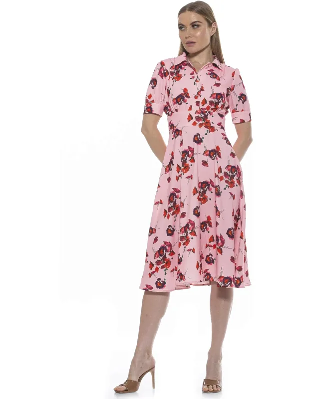 Emery Dress - Fit & Flare Silhouette, Below The Knee Length
