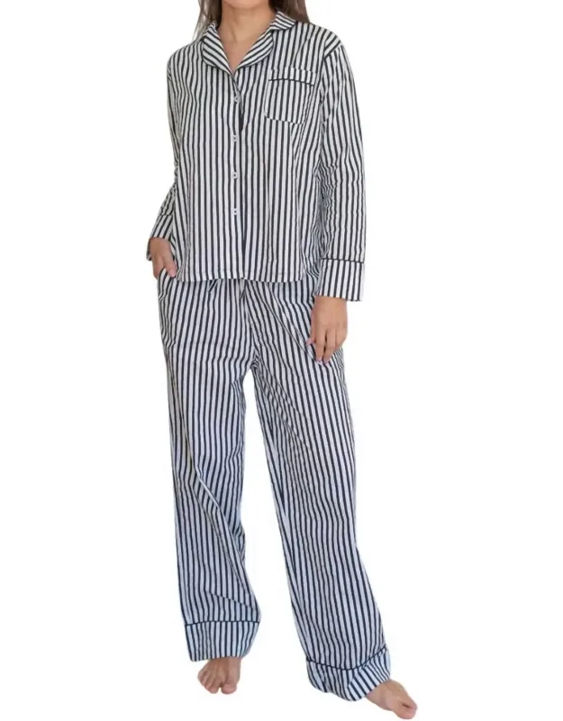 Long Sleeve Pajama Set In Stripe
