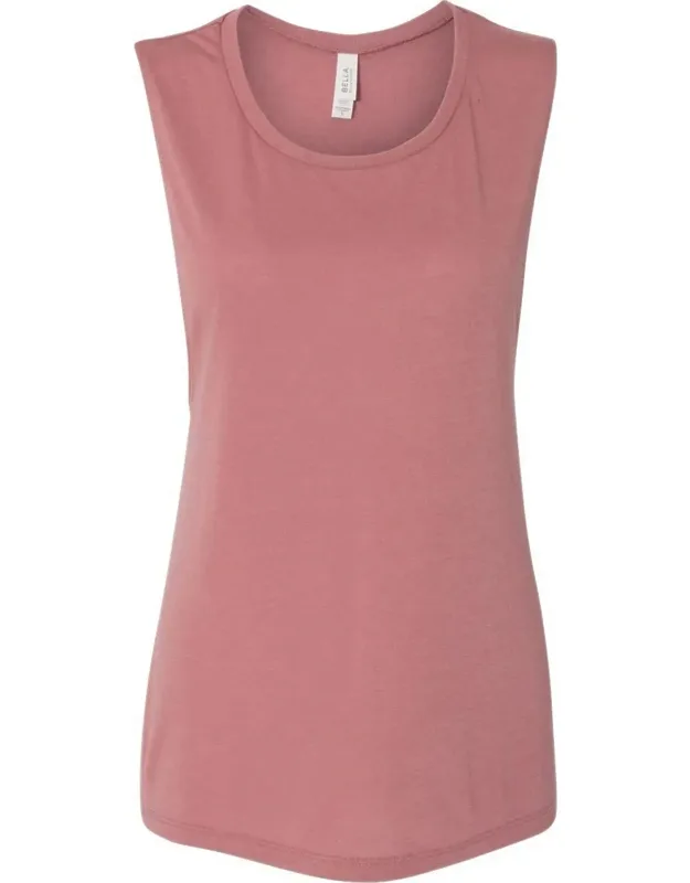 Flowy Scoop Muscle Tank With Relaxed Fit, Curved Bottom Hem