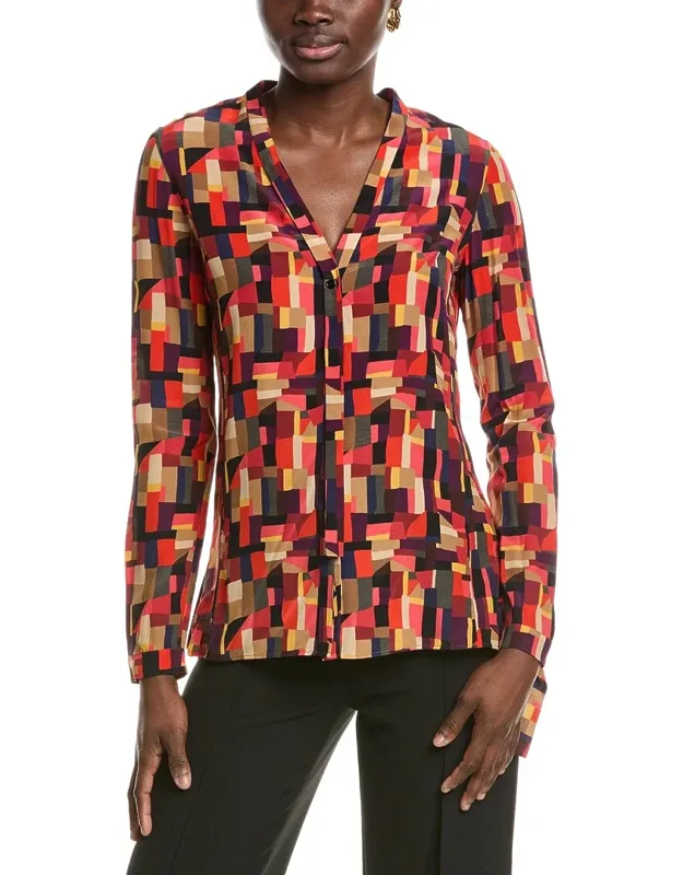 Akris Silk Blouse With Button Front And Luxurious Mulberry Silk