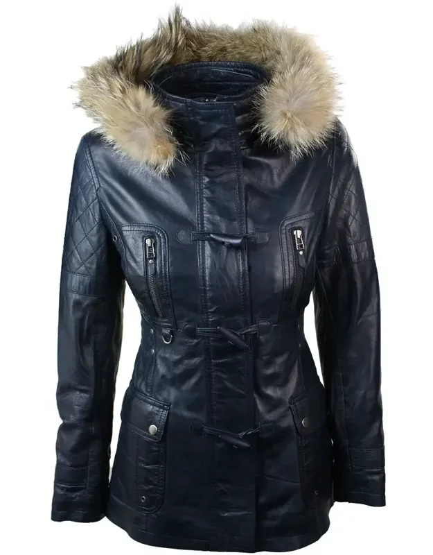 Mid Length Hooded Leather Trench Coat