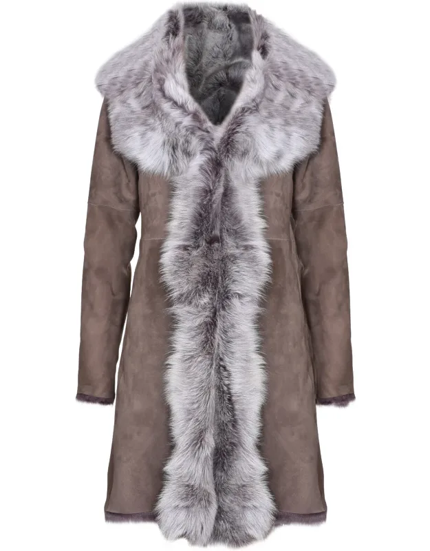Toscana Sheepskin Suede Trench Coat-tbilisi With Luxurious Revere Collar And Custom Length Options