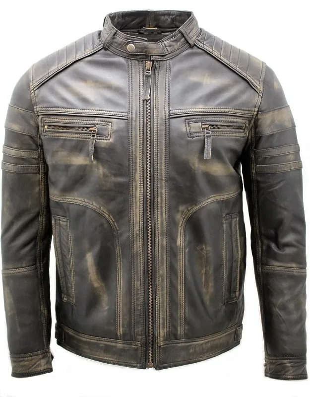 Classic Leather Racing Biker Jacket With Classic Biker Spirit And Stylish Biker Silhouette