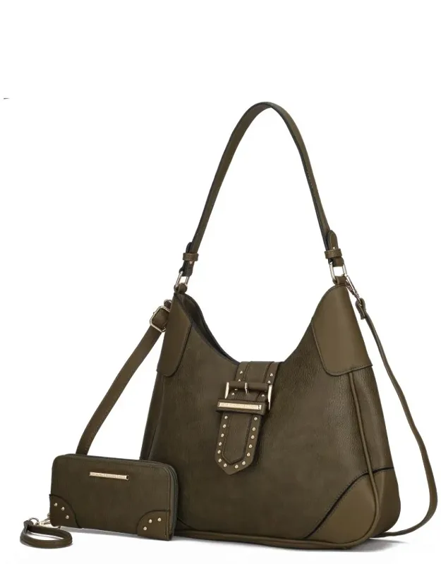 Juliette Vegan Leather Shoulder Bag With Matching Wallet - 2 Pcs