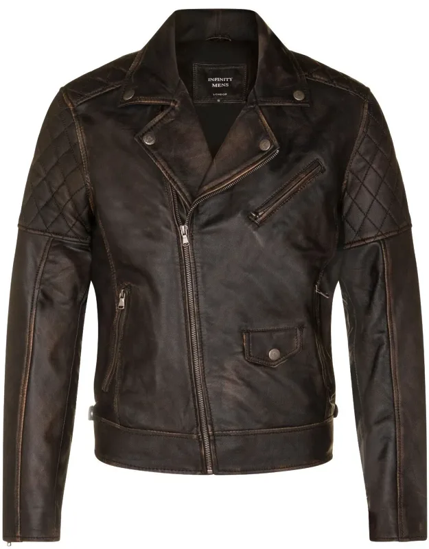 Gibraltar Leather Biker Jacket With High-grade Sheep Nappa Leather And Classic Topstitch Quilt Detail