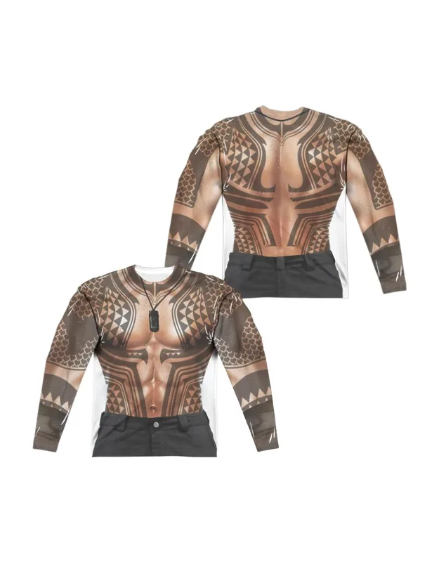 Long Sleeve T-shirt With Front/back Print Of Aquaman Tattoos