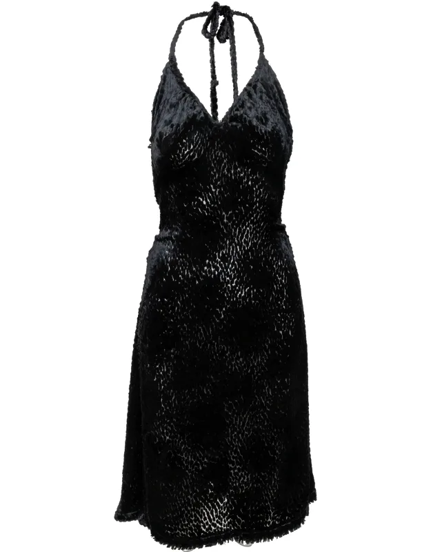 Faux Fur Halter Dress - '90s