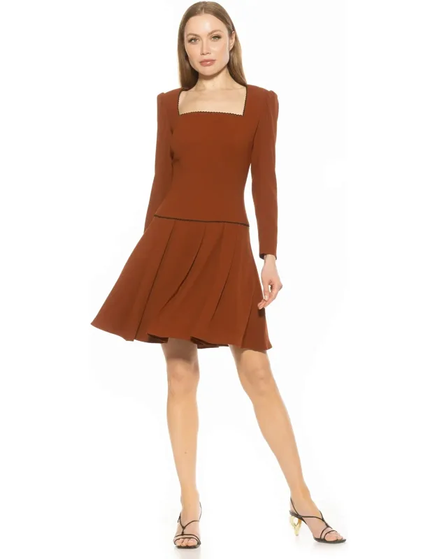 Ash Dress With Puff Sleeves And Pleated Skirt