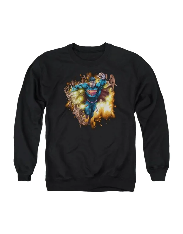 Superman Blasting Through Crewneck Sweatshirt