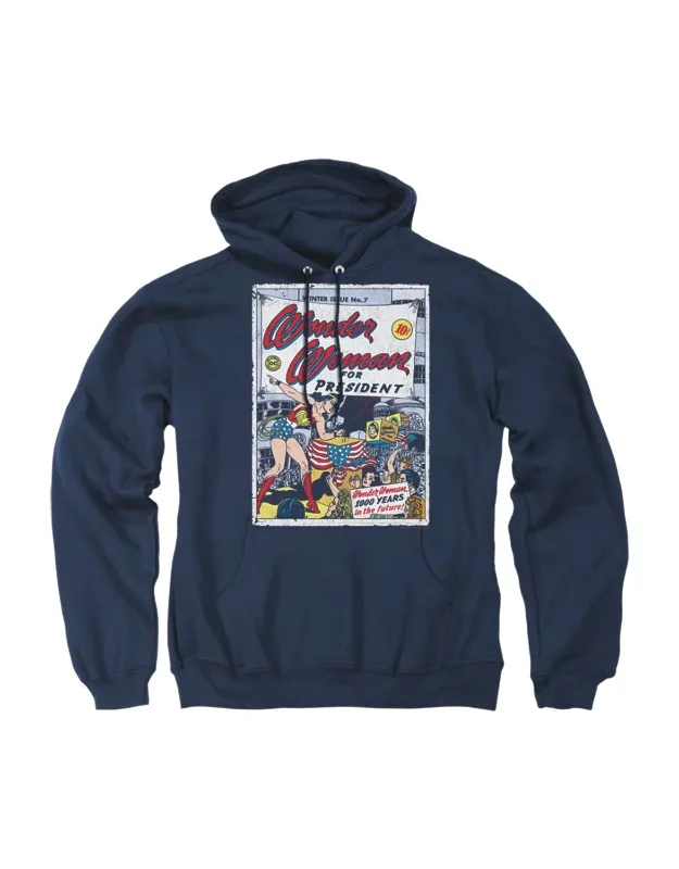 Dc Comics Wonder Woman For President Adult Pull Over Hoodie - Stylish For Everyday Wear, 50% Cotton And 50% Polyester