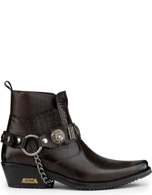 Real Leather Cowboy Ankle Boots