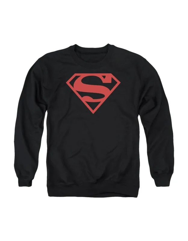 Superman Red On Black Shield Crewneck Sweatshirt