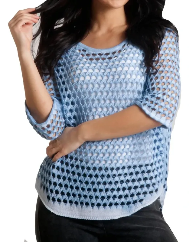 Open Stitch Pullover - Tunic Styling, Batwing Sleeves