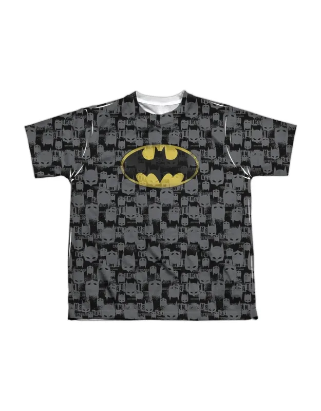 _batman Caped Crusader Repeat Short Sleeve Poly Crew Tee / T-shirt_