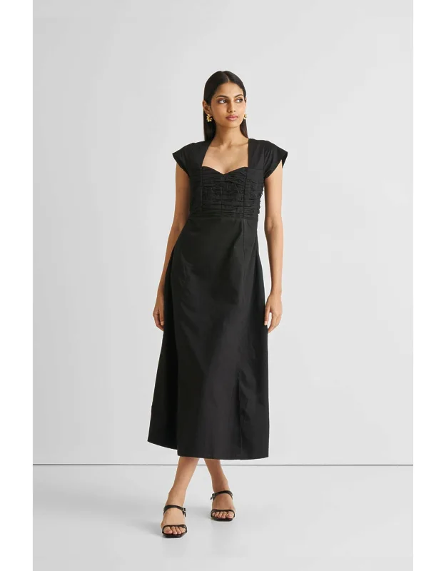 Ruched Dress With Front Slit