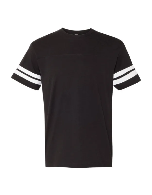 Football Fine Jersey Tee With Contrast Stripes And Ribbed Collar