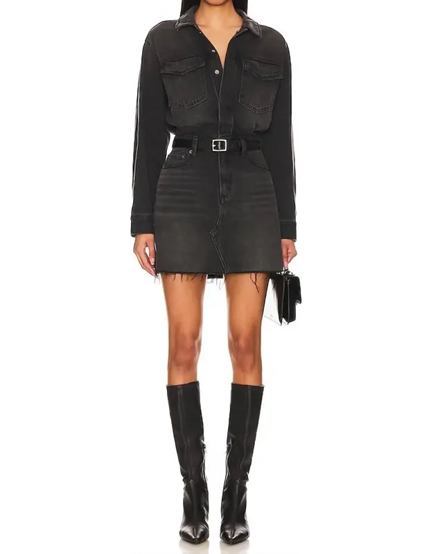 Nina Dress With Long Sleeve Button-up And Functional Pockets
