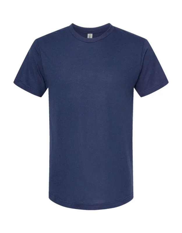 Tri-blend T-shirt With Ribbed Collar And Double Needle Stitching