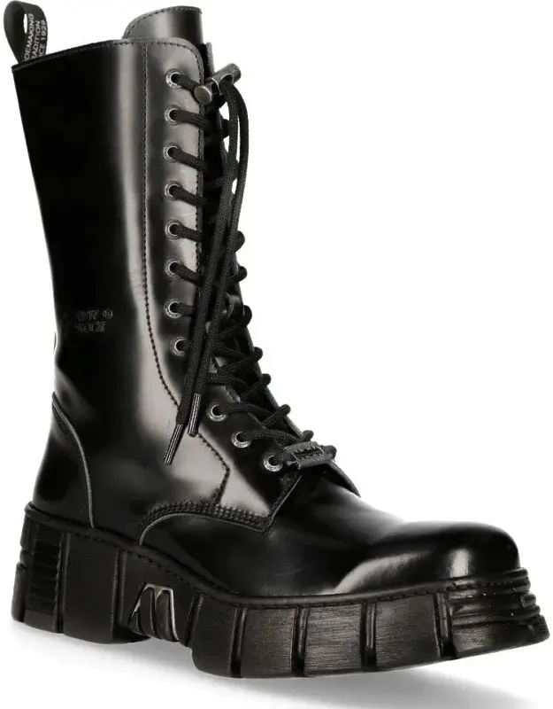 Leather Mid-calf Tower Biker Boots