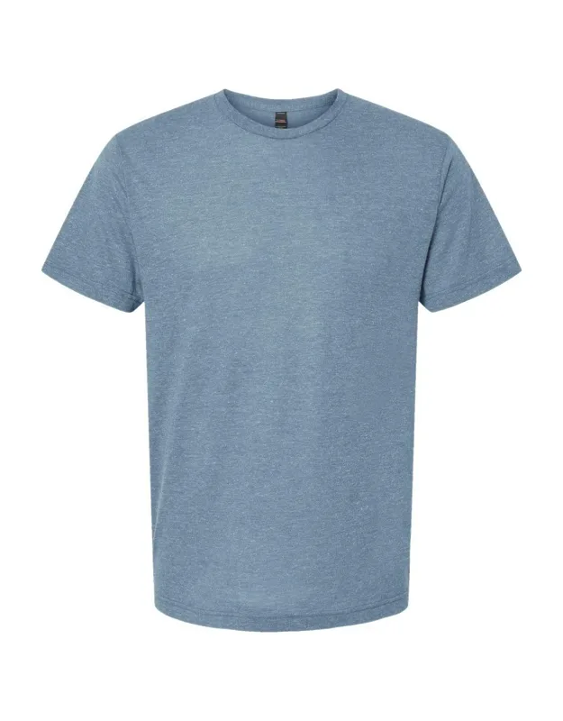 Tri-blend T-shirt With Ribbed Collar And Double Needle Stitching
