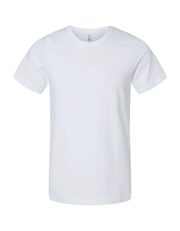 Usa-made Jersey Tee, 100% Airlume Pre-shrunk Combed And Ringspun Cotton, Retail Fit, Shoulder-to-shoulder Taping, Side Seams