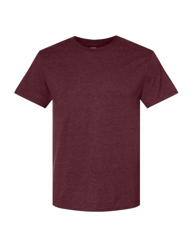 Premium Blend Crewneck T-shirt With Moisture Management And Double-needle Hemmed Sleeves