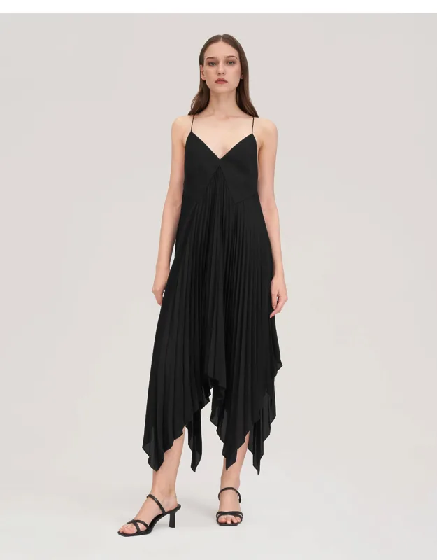 Pleated Silk Daisy Dress