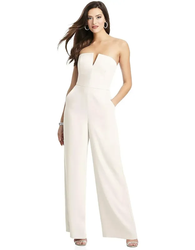 Notch Crepe Jumpsuit With Pockets