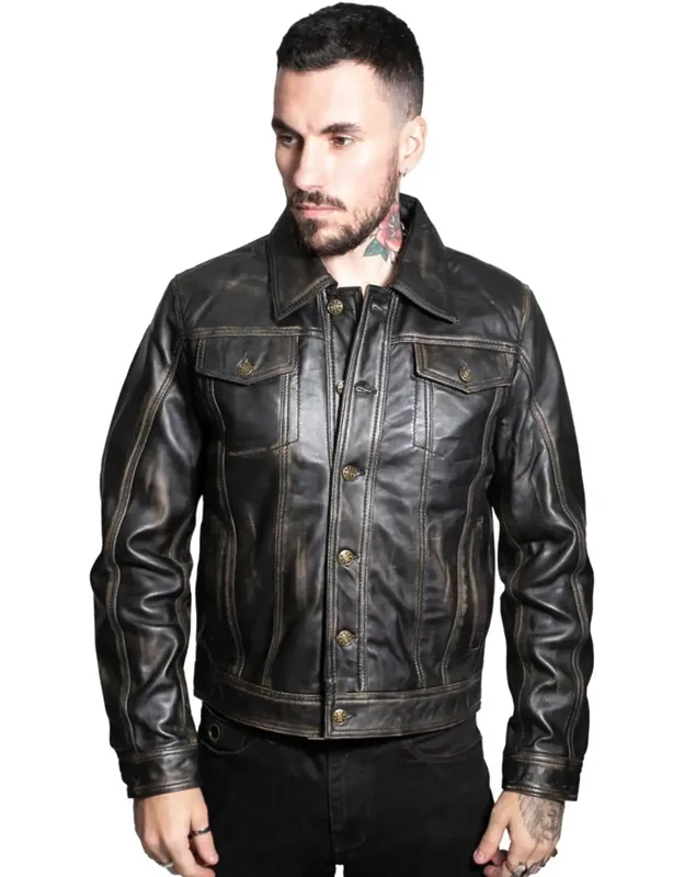 Trucker Jacket With Adjustable Waist And Cuffs