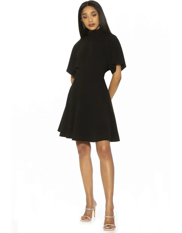 Autumn Dress With Mock Neck And Flutter Sleeves