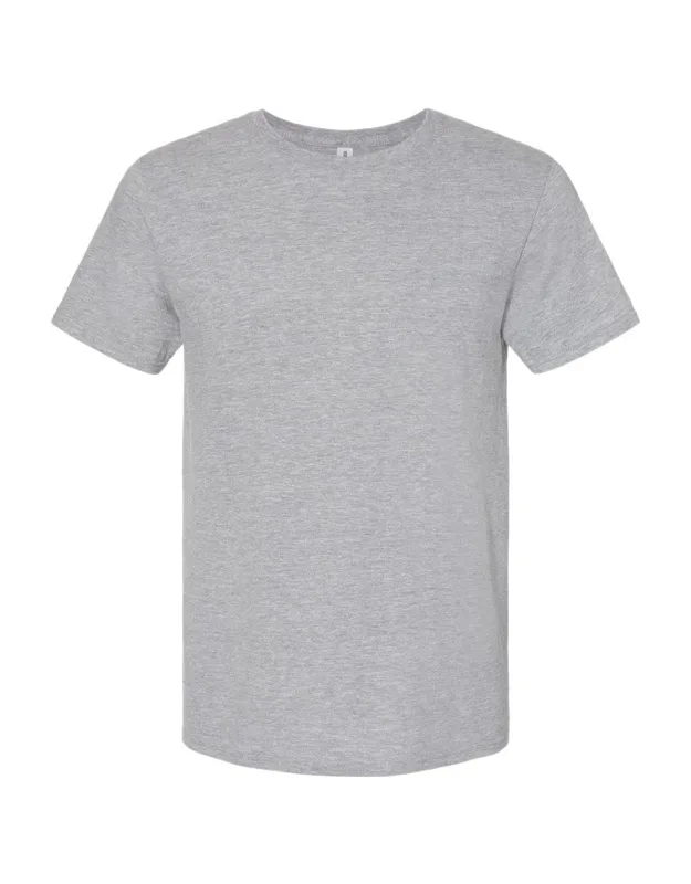 Premium Blend Crewneck T-shirt With Moisture Management And Double-needle Hemmed Sleeves