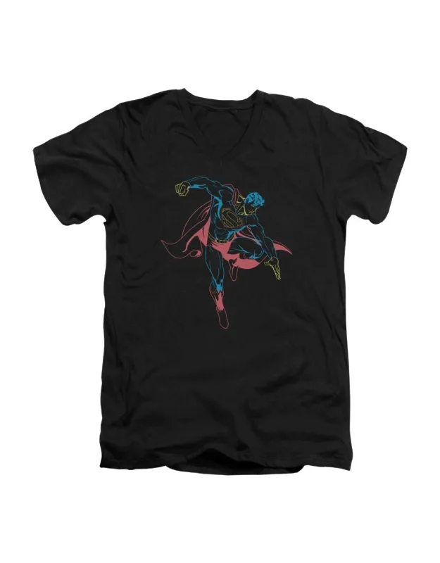 Superman Neon Short Sleeve V Neck Tee