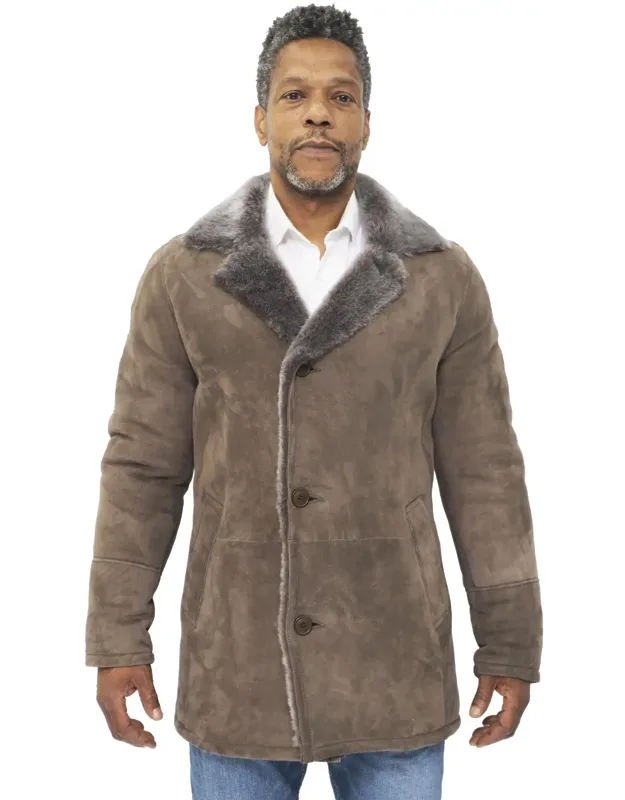 Classic Car Coat With Notched Lapels And Four-button Closure