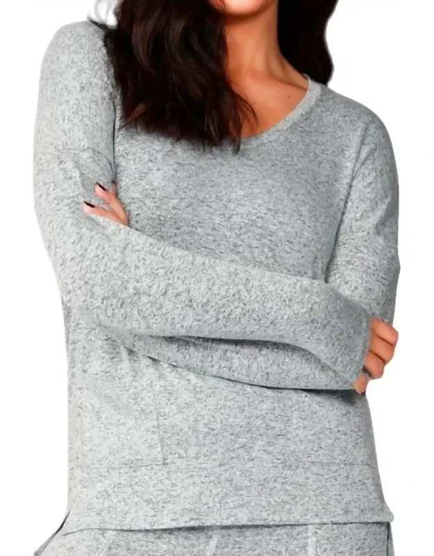 Melange V-neck Top