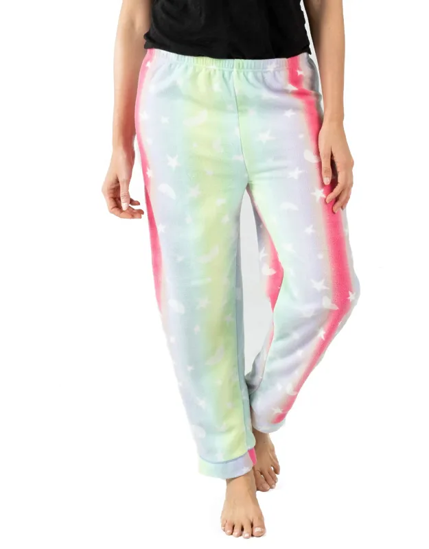 Fleece Pajama Pants Stars With Elastic Waistband And Loose Fit