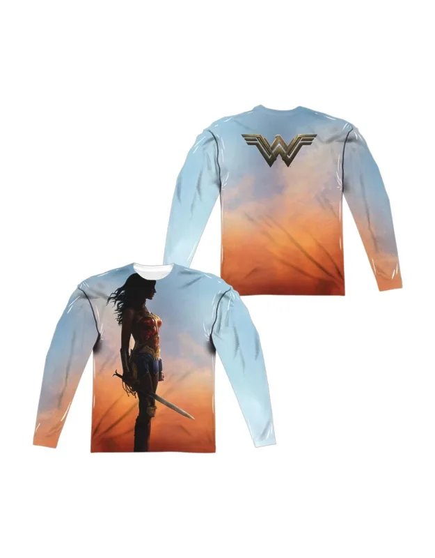 Wonder Woman Movie Poster Long Sleeve Poly Crew Tee - Stylish Everyday Wear