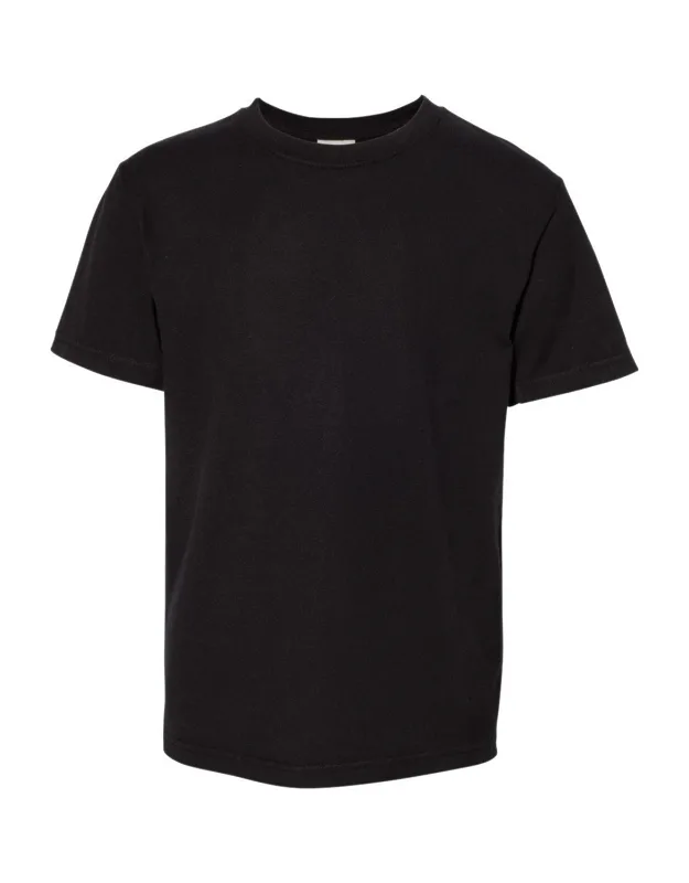 Comfortwash Garment-dyed Youth T-shirt With Double-needle Coverstitching And Ribbed Collar