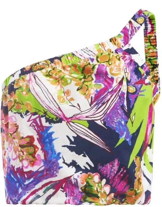 Giselle Top - One-shoulder Asymmetrical Tank, Gathered Hem