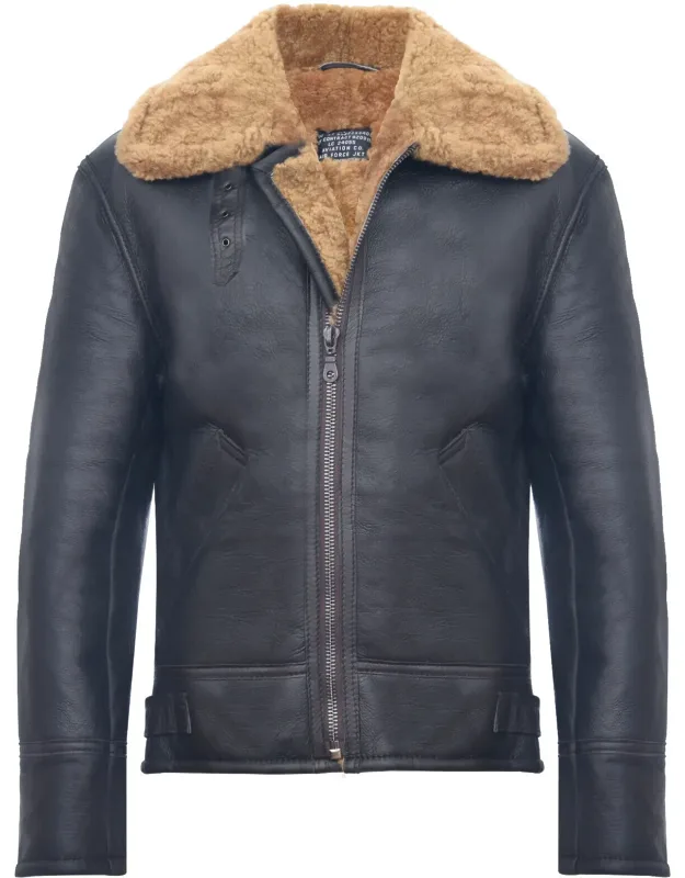 B3 Ww2 Leather Sheepskin Aviator Flying Jacket-charleston With Premium Double-faced Sheepskin And Thick Sheep Skin Interior