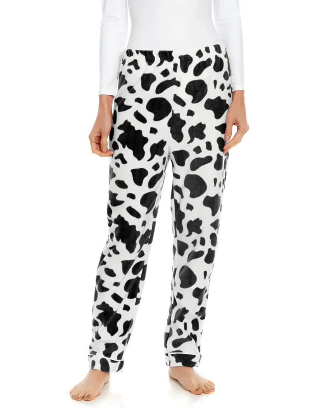 Fleece Pajama Pants Cow - Cozy Feel, Elastic Waistband