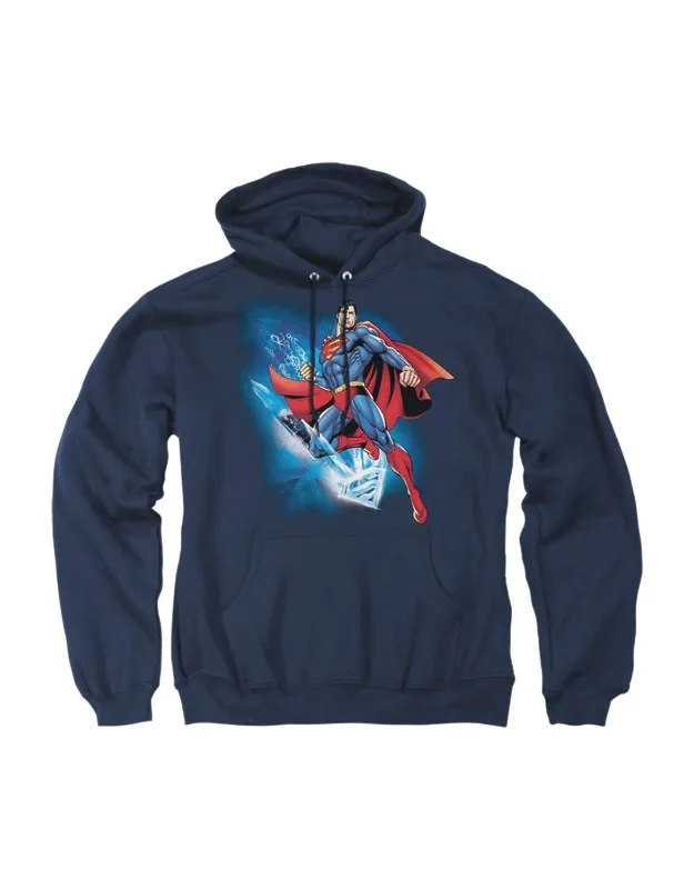 Superman Crystallize Pull Over Hoodie - Stylish Everyday Wear, 50% Cotton 50% Polyester