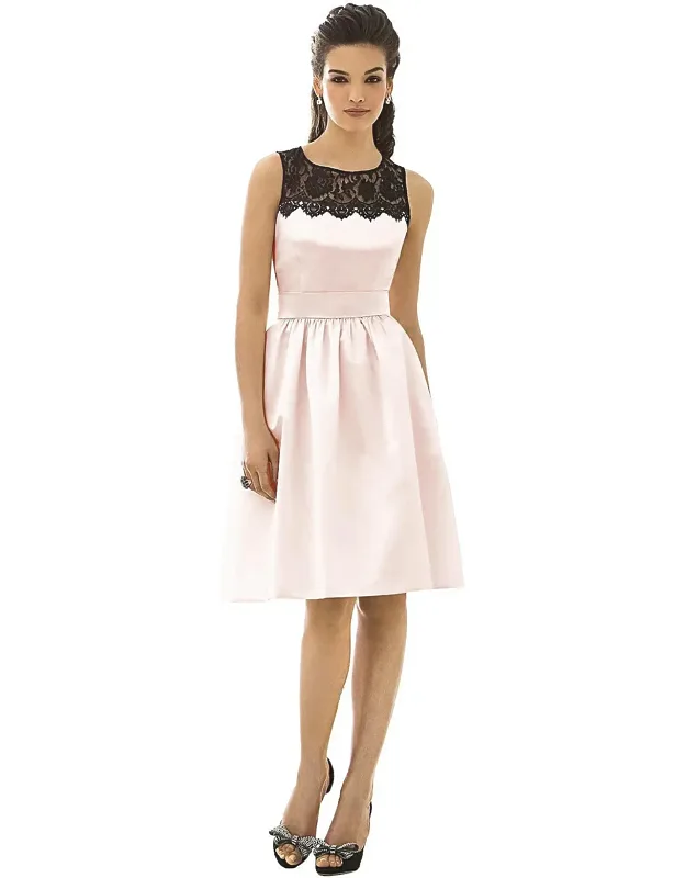 Lace Neck Midi Satin Sleeveless Dress