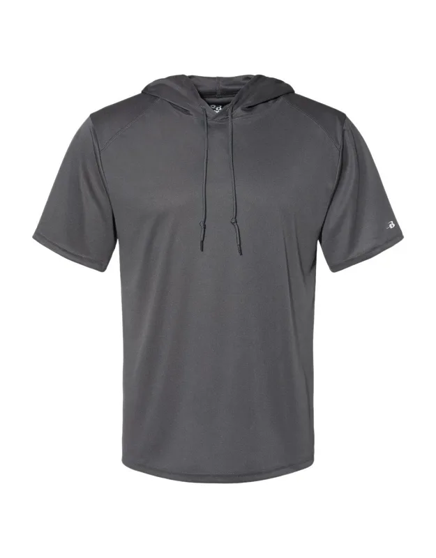 Badger B-core Hooded T-shirt 3.5 Oz./yd, 100% Polyester Moisture Management/ Antimicrobial Performance Fabric, Sport Shoulder For Maximum Movement