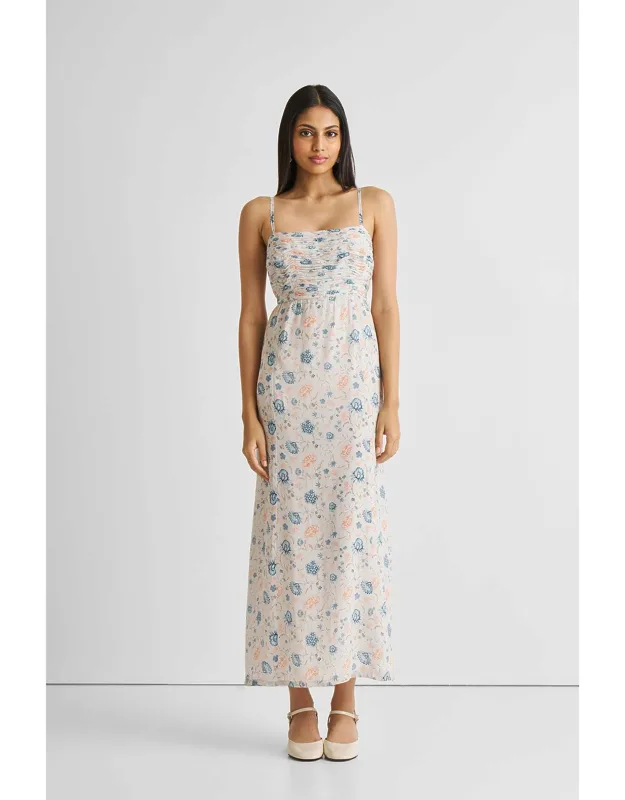 _cross-back Midi Dress In Eyelet Embroidery With Elasticated And Zip Closure, Garment Length For Size M Is 45.5 Inches_