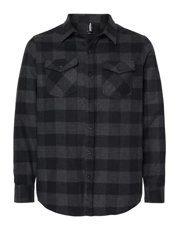 Flannel Shirt With Double Front Pockets And Rollup Sleeve Vents