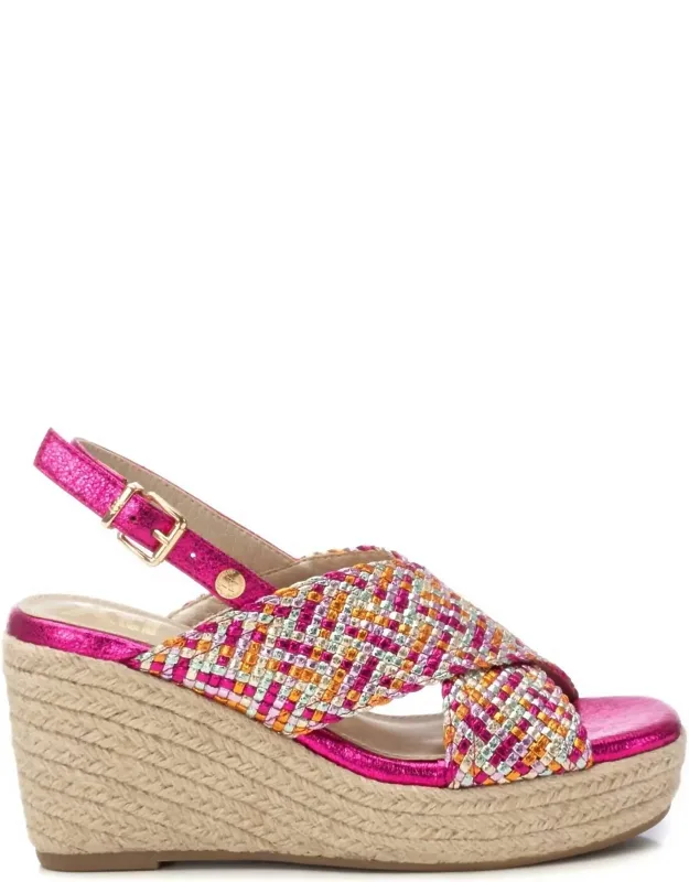 Wedge Sandals In Fuxia With Comfortable Wedge Heel
