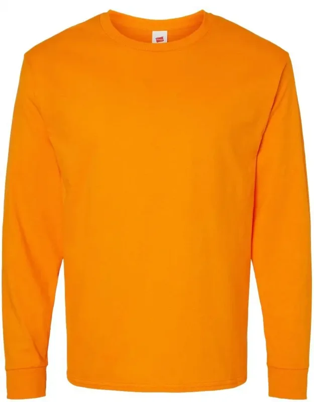 Essential-t Long Sleeve T-shirt With Ribbed Cuffs And Double-needle Bottom Hem