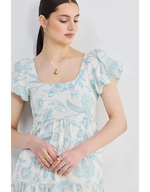 Puff Sleeve Tiered Maxi Dress