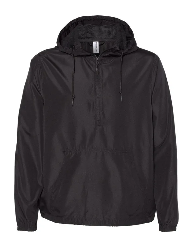 Independent Trading Co. Lightweight Quarter-zip Windbreaker Pullover Jacket With Waterproof Pressure Resistance And Elastic Cuffs
